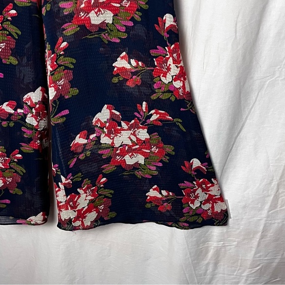 Anthropologie Elevenses | Navy Fire Lily Sheer Wide Leg Pull On Pants, Medium - Picture 7 of 11